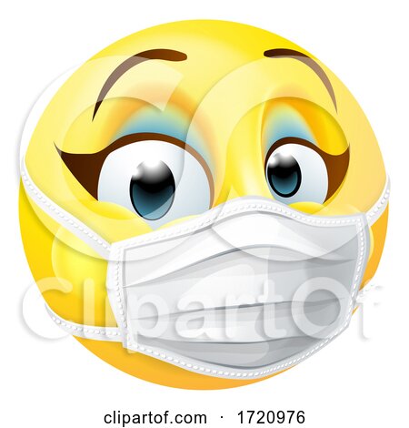 Woman Emoticon Emoji PPE Medical Mask Face Icon by AtStockIllustration