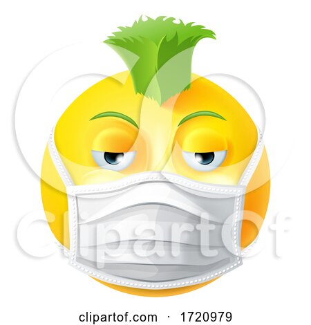 Punk Emoticon Emoji PPE Medical Mask Face Icon by AtStockIllustration