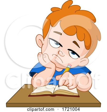 Cartoon Bored Boy Journaling by yayayoyo