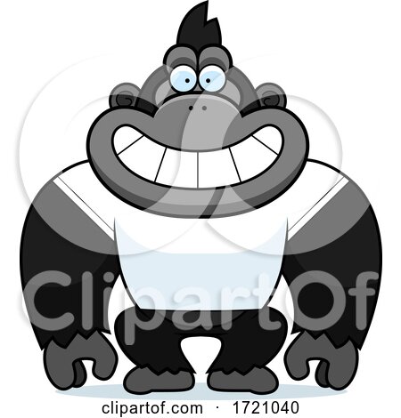 Cartoon Gorilla Grinning and Wearing a White Tee Shirt by Cory Thoman