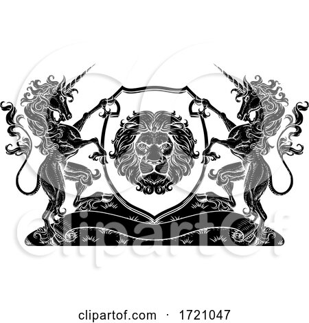 Crest Unicorns Horse Coat of Arms Lion Family Seal by AtStockIllustration