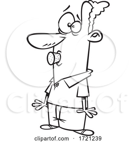 Cartoon Lineart Man with a Cork in His Mouth by toonaday
