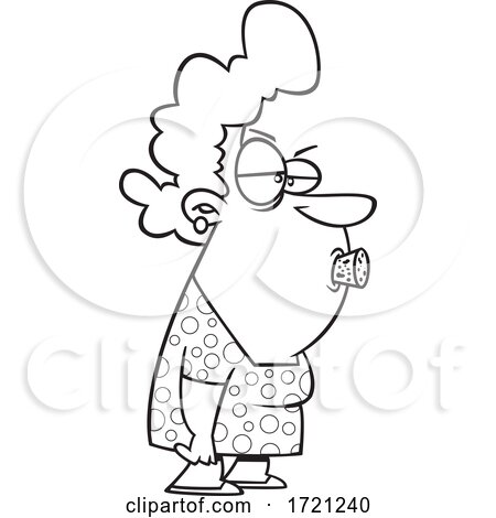 Cartoon Lineart Woman with a Cork in Her Mouth by toonaday