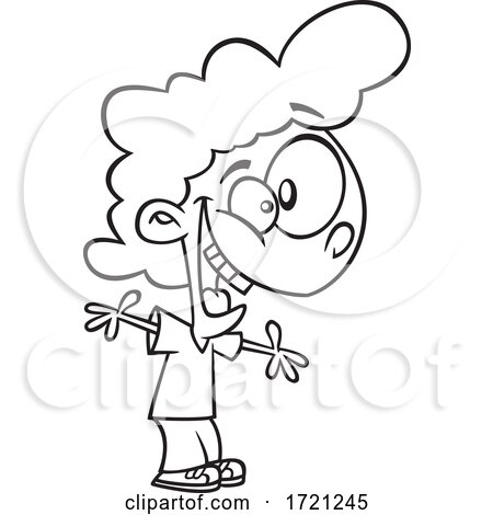 Cartoon Lineart Excited Girl by toonaday