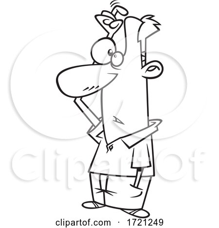 Cartoon Lineart Man Scratching His Head by toonaday