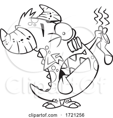Cartoon Lineart Monster Holding a Smelly Sock by toonaday