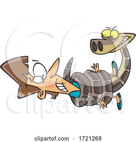 Cartoon Woman Being Squeezed by a Snake by toonaday