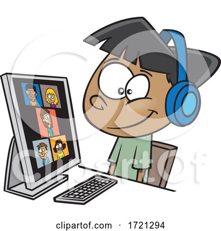 Cartoon Boy on a Zoom Call by toonaday