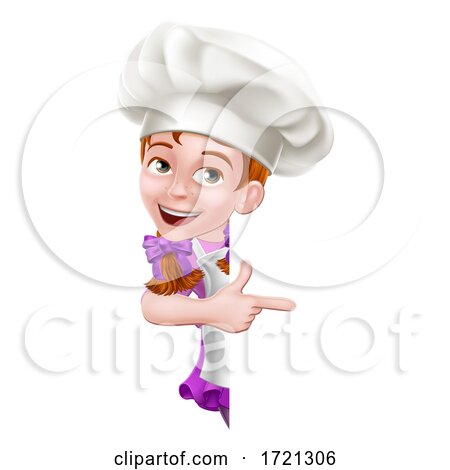 Kid Cartoon Girl Chef Cook Baker Child Sign by AtStockIllustration