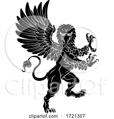 Gryphon Rampant Griffin Coat of Arms Crest Mascot by AtStockIllustration