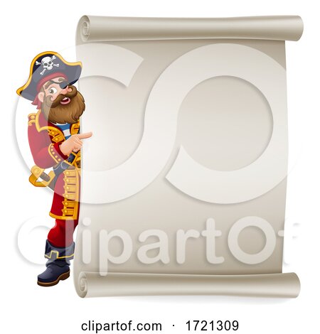 Pirate Captain Cartoon Scroll Background by AtStockIllustration