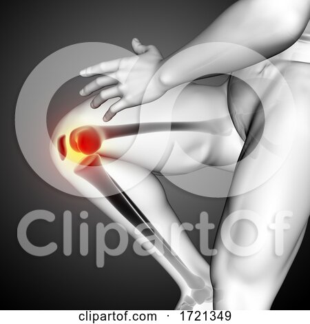 3D Male Medical Figure with Close up of Knee Bone by KJ Pargeter