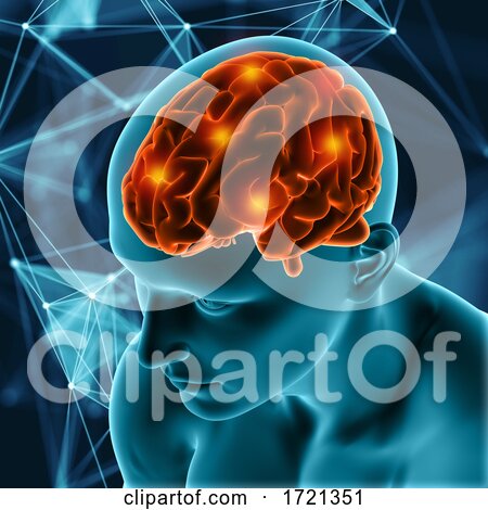 3D Medical Background with Male Figure with Brain Highlighted by KJ Pargeter