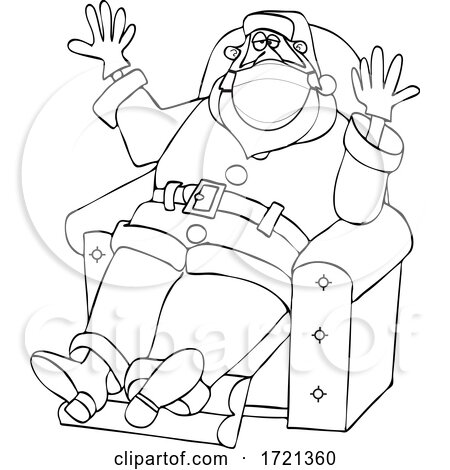 Cartoon Covid Christmas Santa Wearing Gloves and a Mask and Sitting by djart