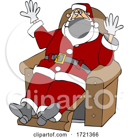 Cartoon Covid Christmas Santa Wearing Gloves and a Mask and Sitting by djart