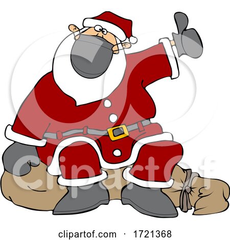Cartoon Covid Christmas Santa Claus Hitchhiking by djart