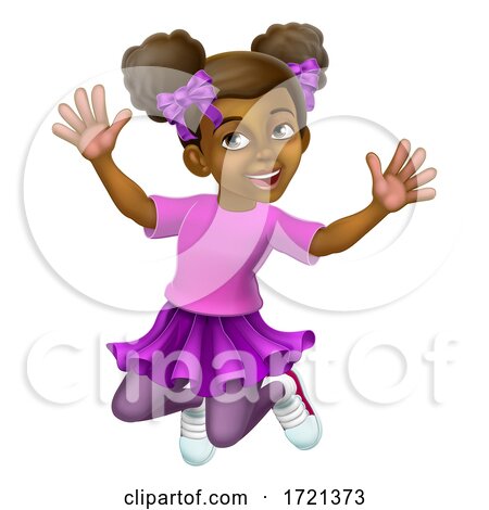 Happy Jumping Girl Kid Child Cartoon Character by AtStockIllustration