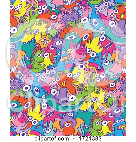 Seamless Monster Parade Pattern by Zooco