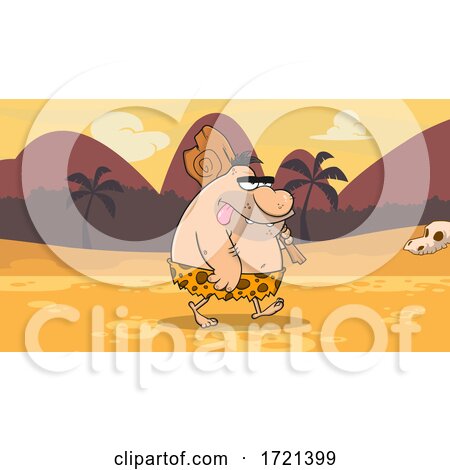 Caveman Carrying a Club by Hit Toon