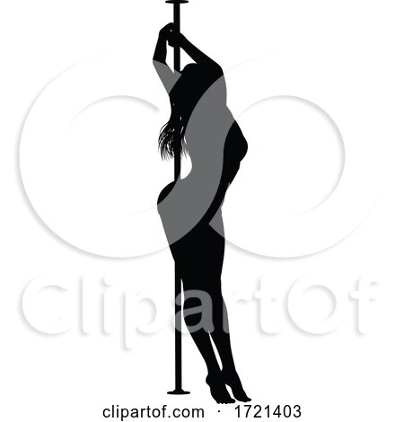 Pole Dancing Woman Silhouette by AtStockIllustration