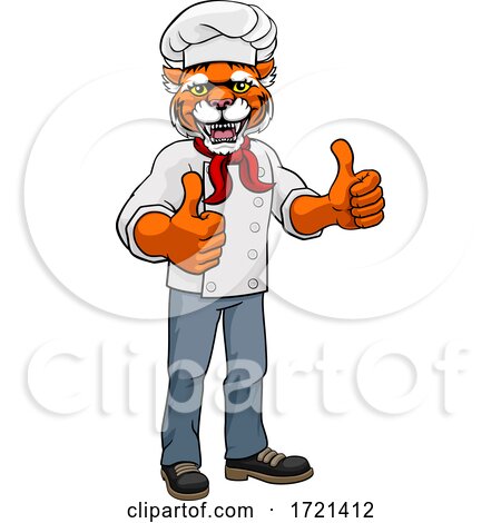 Tiger Chef Mascot Cartoon Character by AtStockIllustration