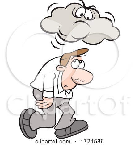 Cartoon Man Under a Grumpy or Angry Cloud by Johnny Sajem