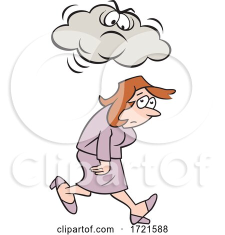 Cartoon Woman Under a Grumpy or Angry Cloud by Johnny Sajem