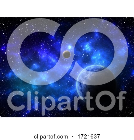 3D Space Background with Abstract Planets and Nebula by KJ Pargeter