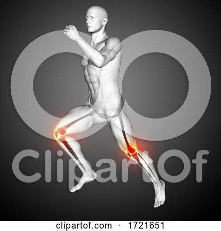 3D Male Medical Figure Running with Knees Highlighted by KJ Pargeter