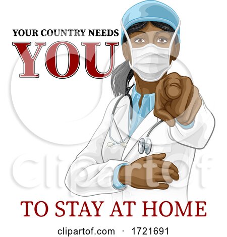 Doctor Woman Needs You Stay Home Pointing Poster by AtStockIllustration