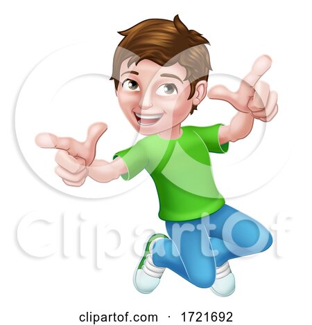 Happy Jumping Boy Kid Child Cartoon Character by AtStockIllustration