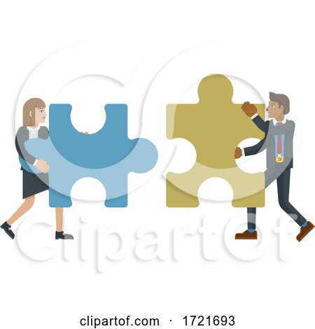 Puzzle Piece Jigsaw Characters Business Concept by AtStockIllustration