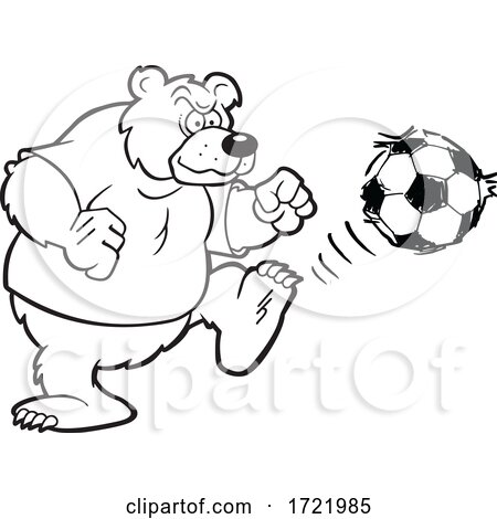 Bear Soccer Mascot Kicking by Johnny Sajem