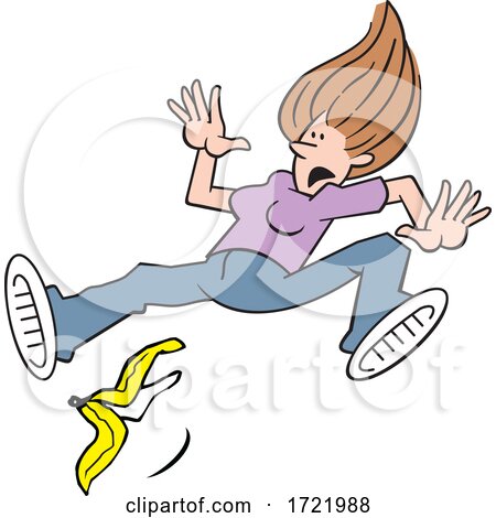 Woman Slipping on a Banana Peel by Johnny Sajem