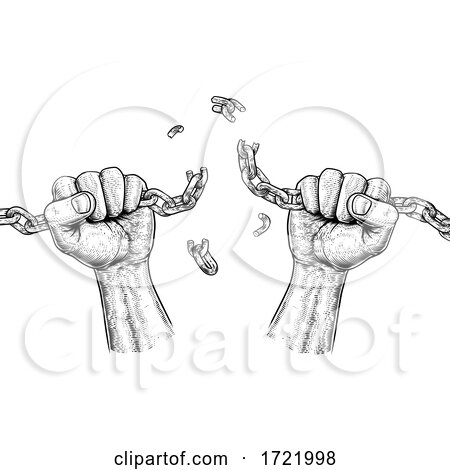 Hands Breaking Chain Links Freedom Design by AtStockIllustration