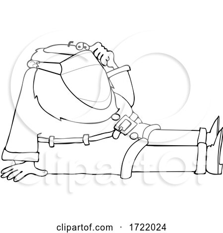 Cartoon Coronavirus Santa Sitting and Wearing a Mask by djart
