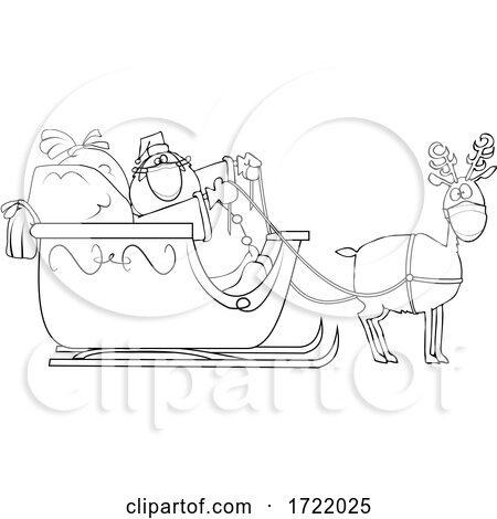 Cartoon Coronavirus Santa and Masked Reindeer by djart