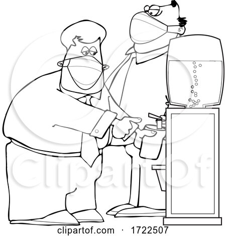 Cartoon Businessmen Wearing Masks at the Office Water Cooler by djart