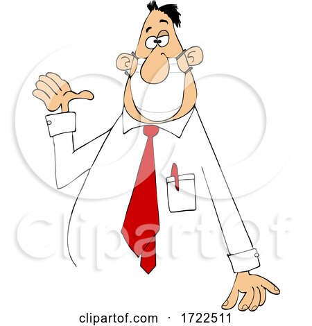 Cartoon Business Man Wearing a Covid Mask Uner His Nose by djart