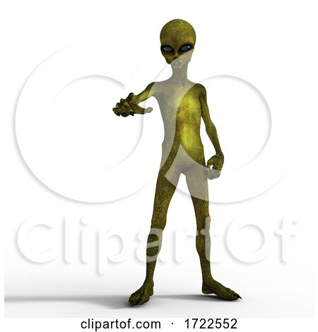 3D Alien Figure with Hand Pointing by KJ Pargeter