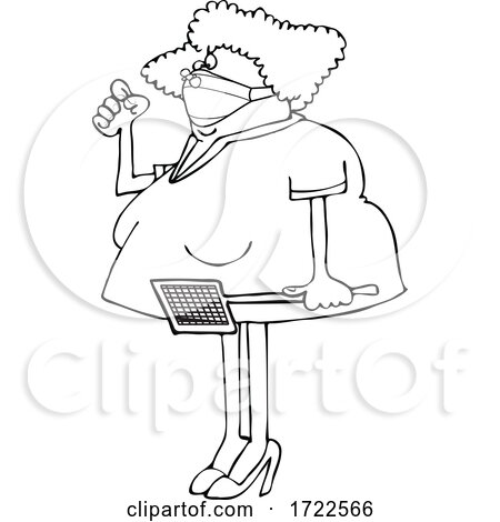 Cartoon Lady Holding a Swatter and Wearing a Mask with a Fly on Her Nose by djart