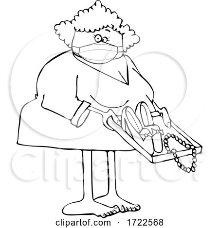 Cartoon Lady Wearing a Mask and Going Through Airport Security by djart