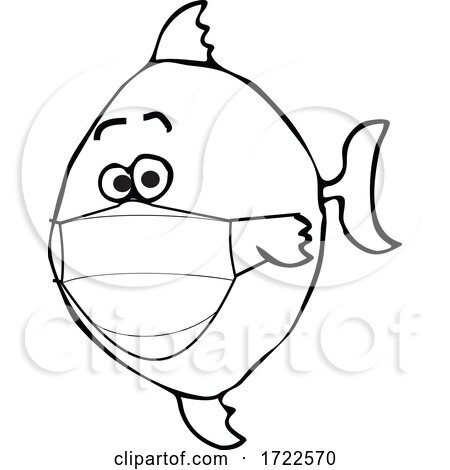 Cartoon Covid Fish Wearing a Mask by djart