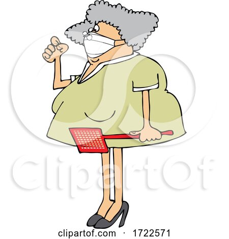 Cartoon Woman Holding a Swatter and Wearing a Mask with a Fly on Her Nose by djart