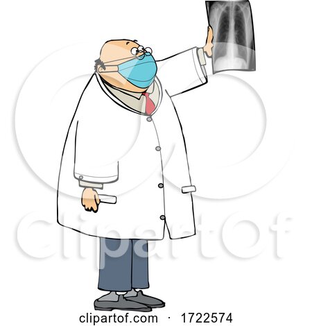 Cartoon Male Doctor or Radiologist Reviewing Xray Imaging by djart