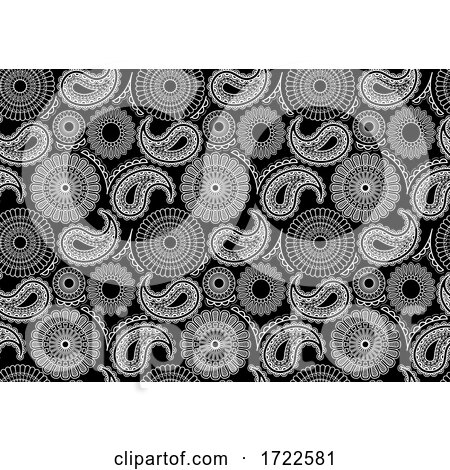 Seamless Black and WHite Paisley Pattern by dero