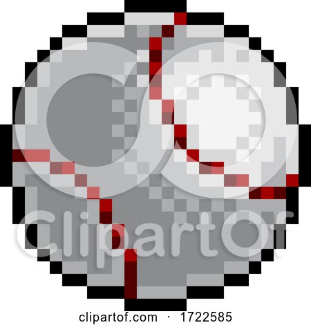 Baseball Ball Pixel Art Eight Bit Sports Game Icon by AtStockIllustration