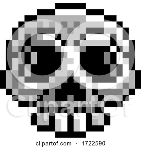 Halloween Skull Pixel Art Eight Bit Game Icon by AtStockIllustration
