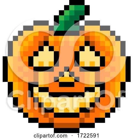 Halloween Pumpkin Lantern Pixel Art Game Icon by AtStockIllustration