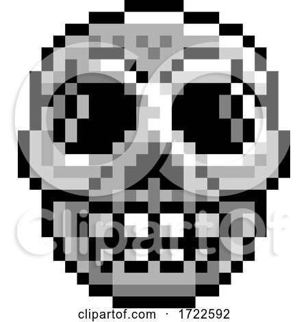 Halloween Skull Pixel Art Game Icon by AtStockIllustration